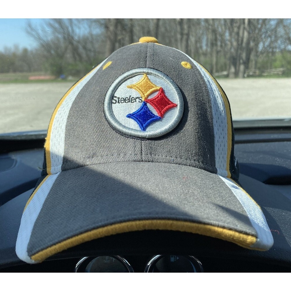 Pittsburgh Steelers Hat Cap Adult Fitted Gray White NFL Football Reebok Mens